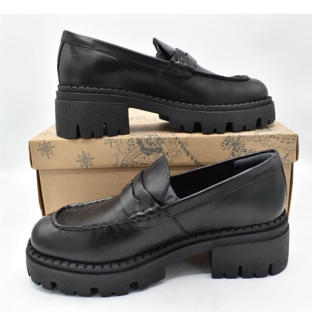 Black Chunky Loafers for Women 8